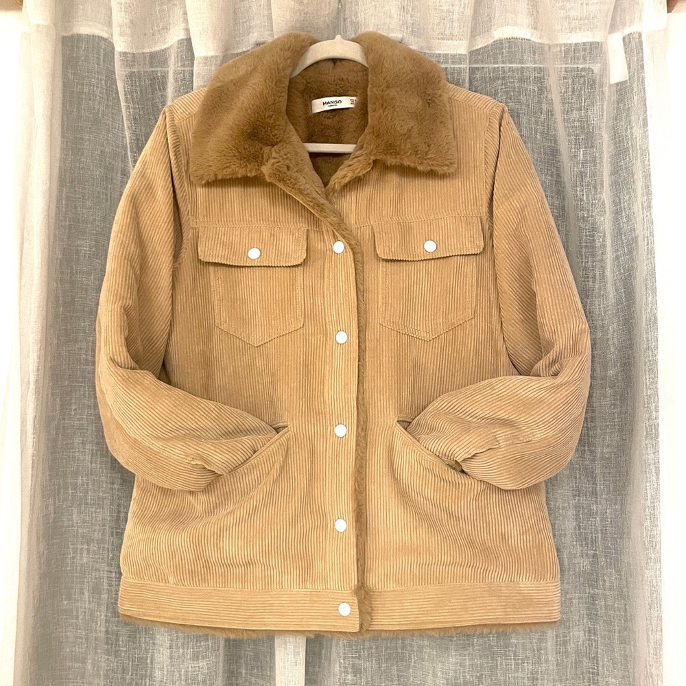 Mango Cord & Faux Fur Trucker Jacket